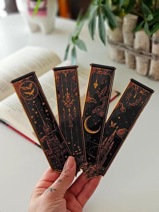 Segnalibri Harry Potter Hogwarts Stampati 3D - Design Oro Nero Magico | Set da 4