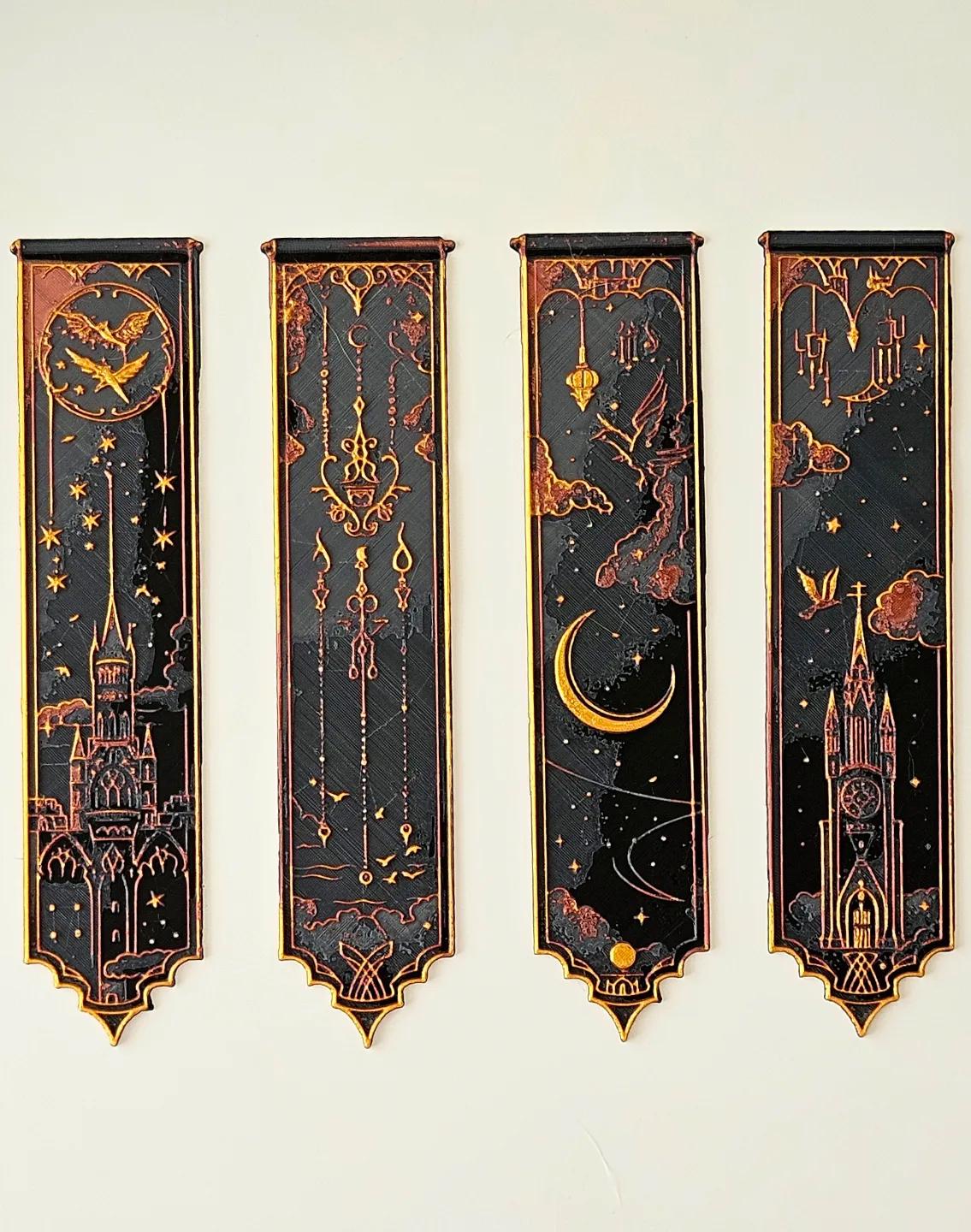 Segnalibri Harry Potter Hogwarts Stampati 3D - Design Oro Nero Magico | Set da 4