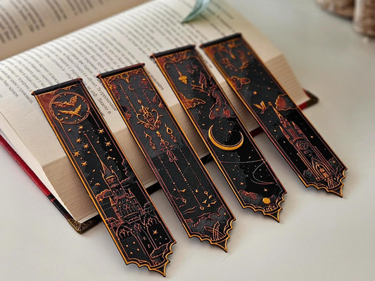 Segnalibri Harry Potter Hogwarts Stampati 3D - Design Oro Nero Magico | Set da 4